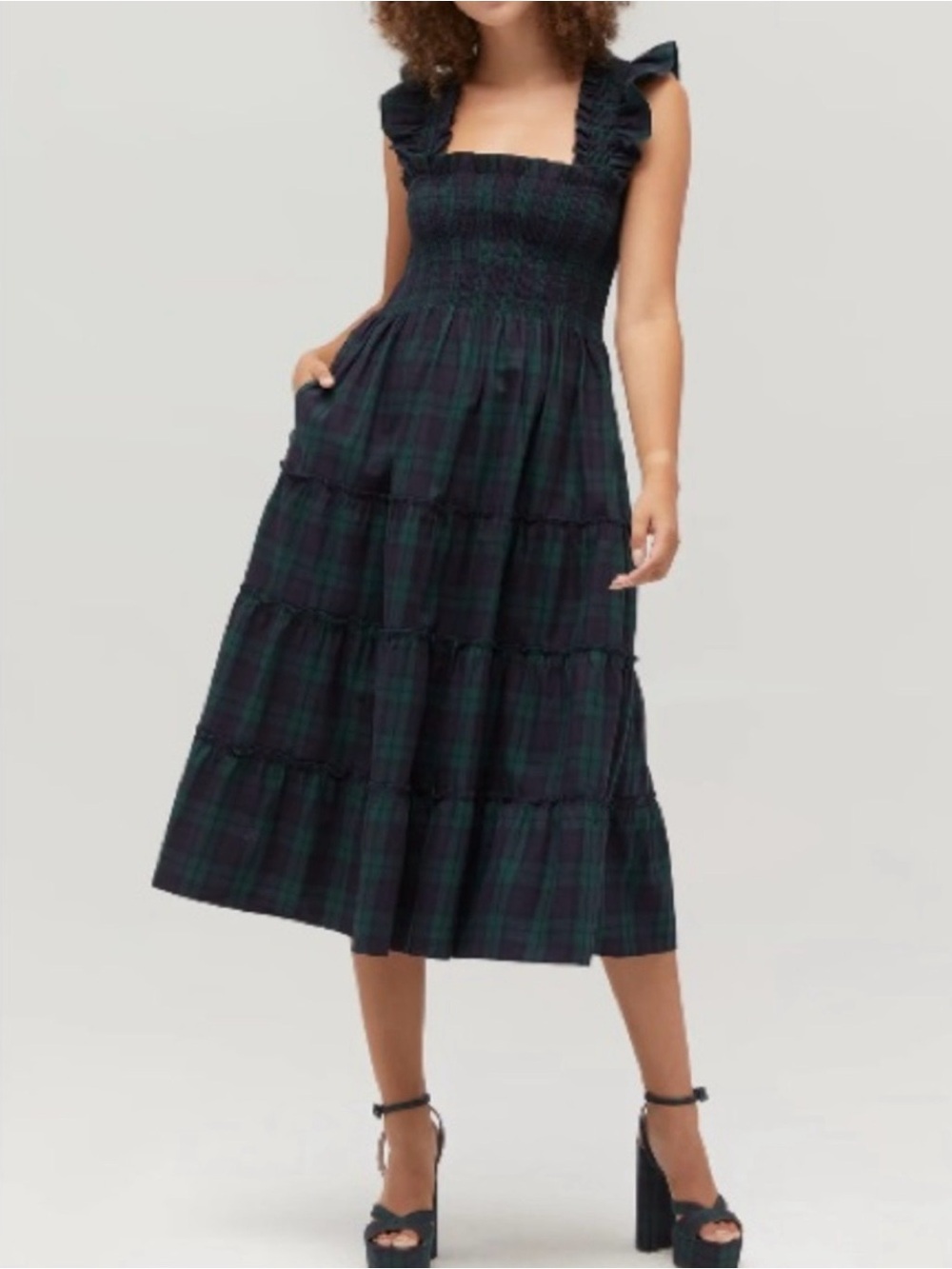 Hill House Home The Nap Dress Blackwatch Tartan Plaid Midi Dress M